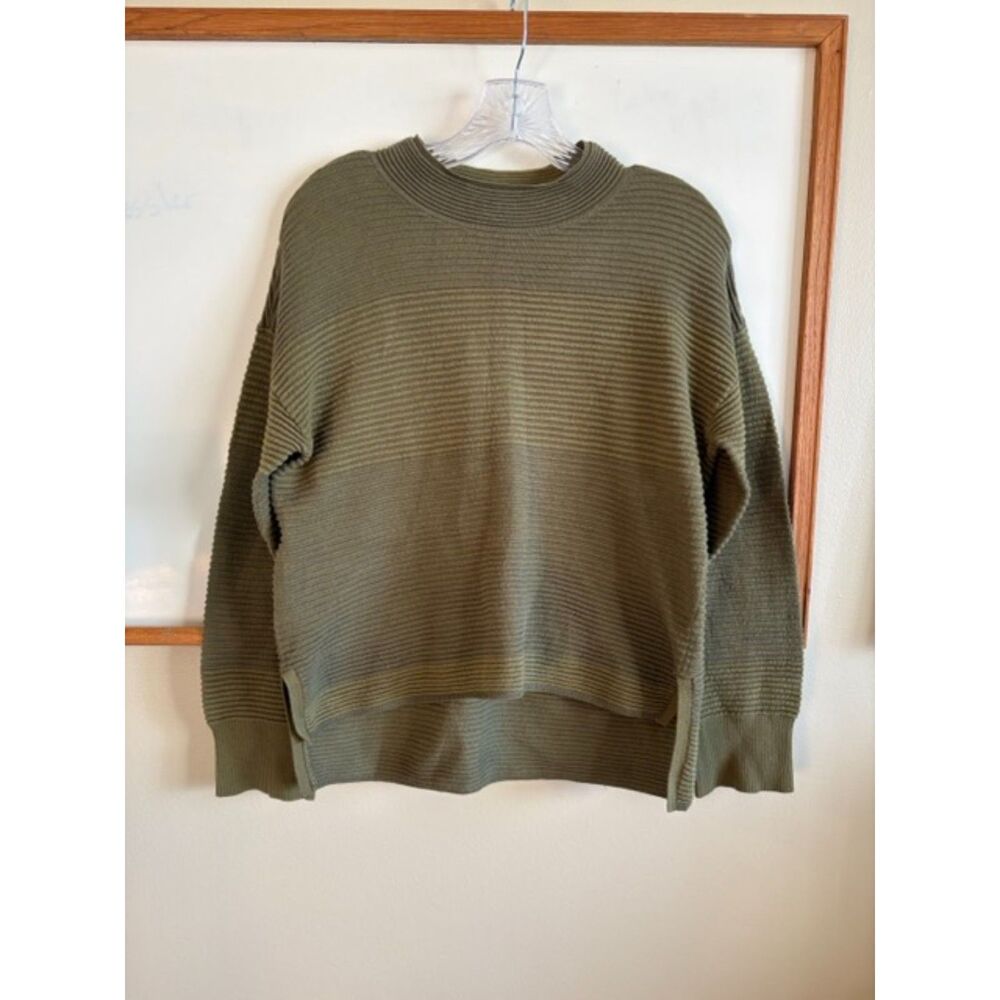 Daily Practice by Anthropologie Olive Green Ribbed Mock Neck Boxy Sweater Size S
